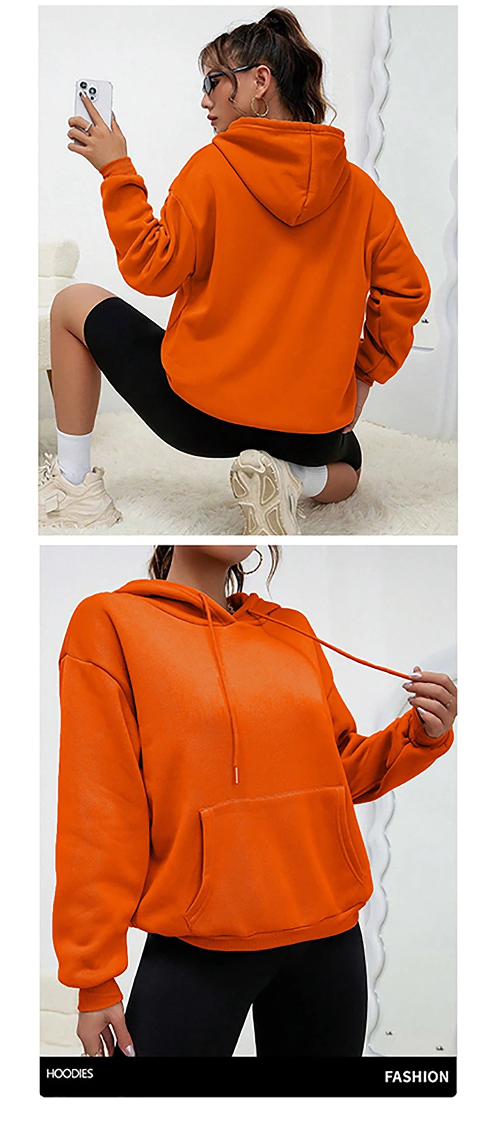 Solid Color Women’s Hoodie | Autumn Casual Fleece Pocket Hoodies | Unisex Streetwear