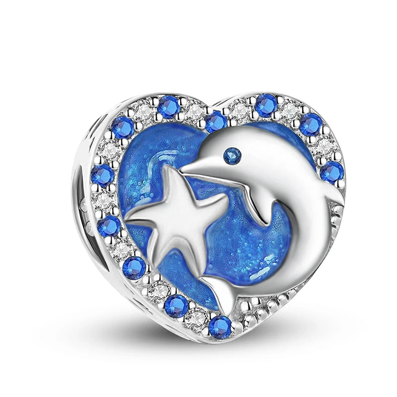 925 Sterling Silver Turtle Dolphin Series Charms | Ocean Beads Fit DIY Bracelet Necklace Women Jewelry Gift