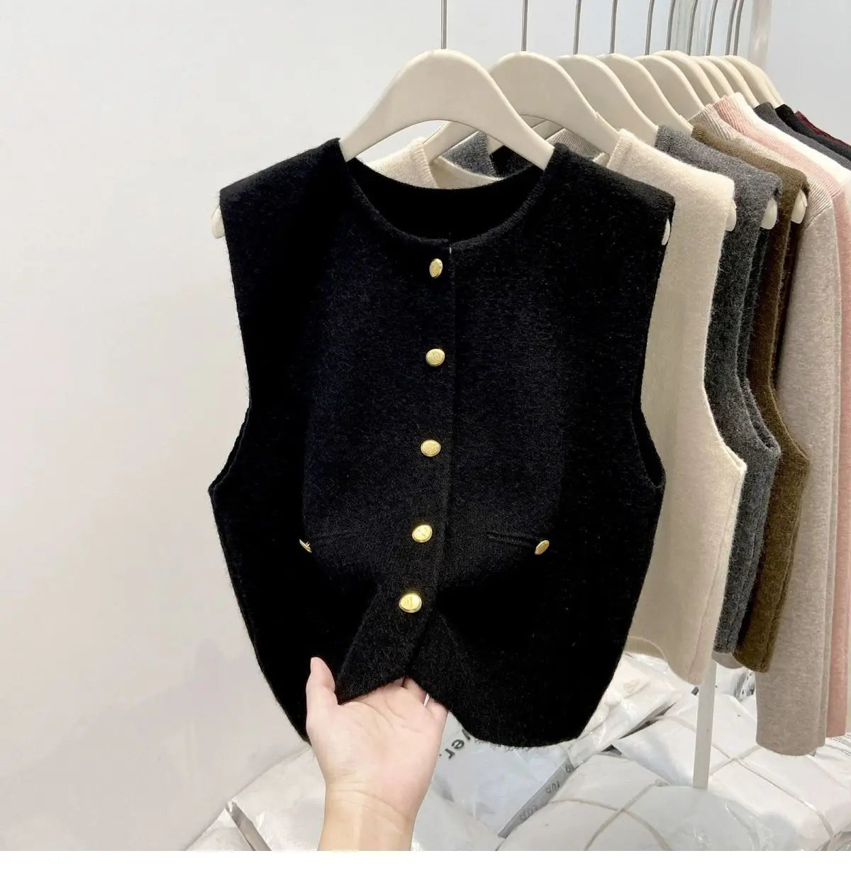 Women’s Knit Vest Cardigan Sweater | Sleeveless Button-Up Round Neck Casual Fashion Top
