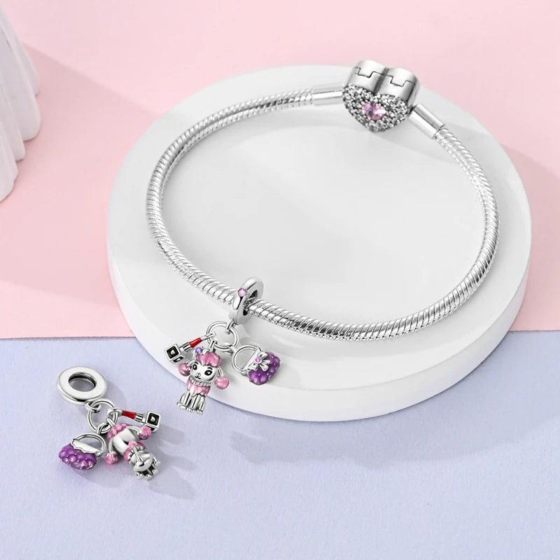 925 Sterling Silver Flying Bird & Butterfly Safety Chain Charm Beads for Original 3mm Bracelet – DIY Jewelry Gift