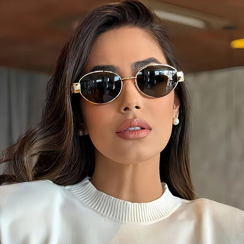 Oval Sunglasses for Women & Men – Trendy Metal Frame Sun Glasses | Classic Shades