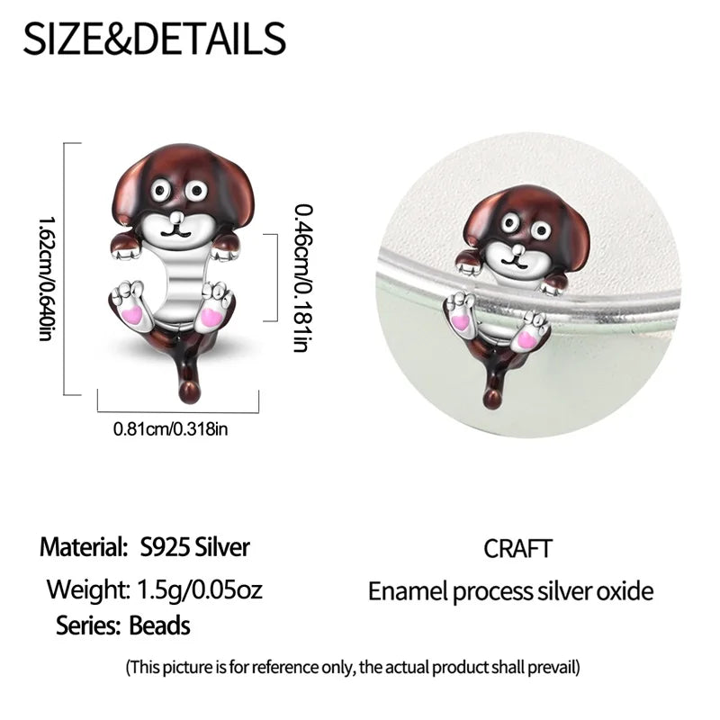 100% 925 Sterling Silver Teddy Bear, Kitten, Puppy & Elephant Luminous Firefly Charms | Sweet Beads Fit Pandora Bracelet Fine Jewelry