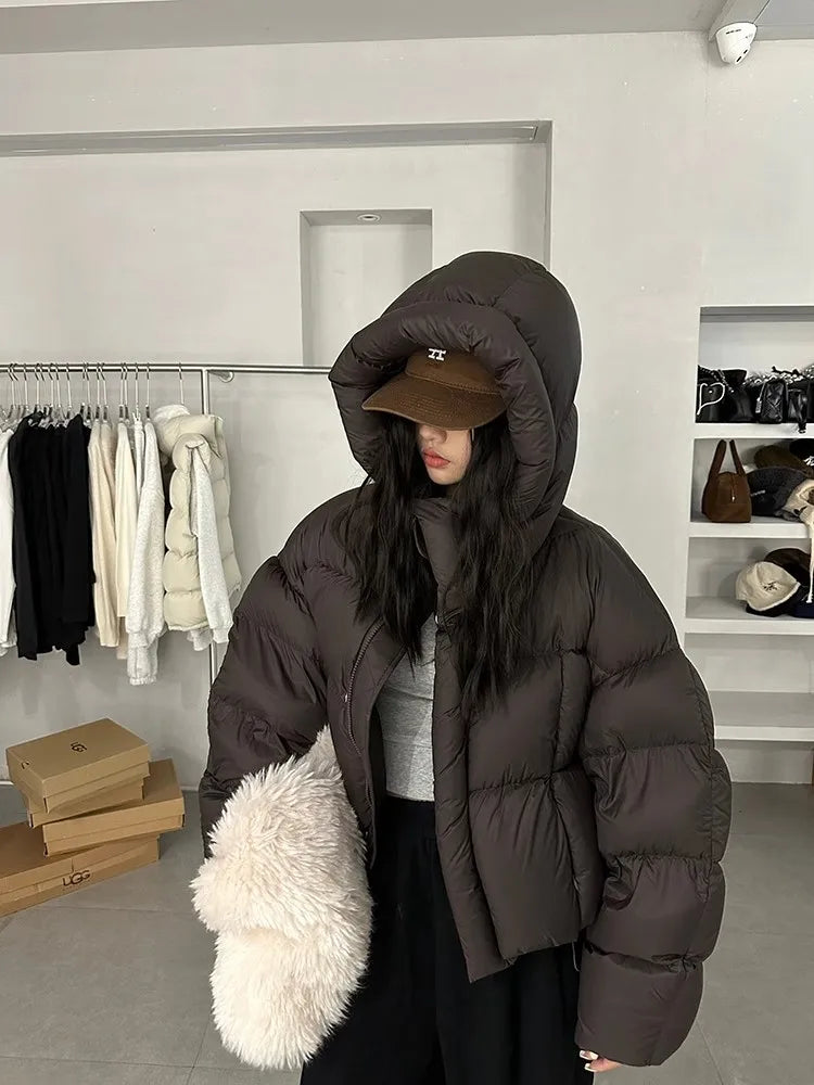 Trendy American Style Women’s Cotton Jacket Coat with Hood – Winter Small Size Bread Style Outerwear