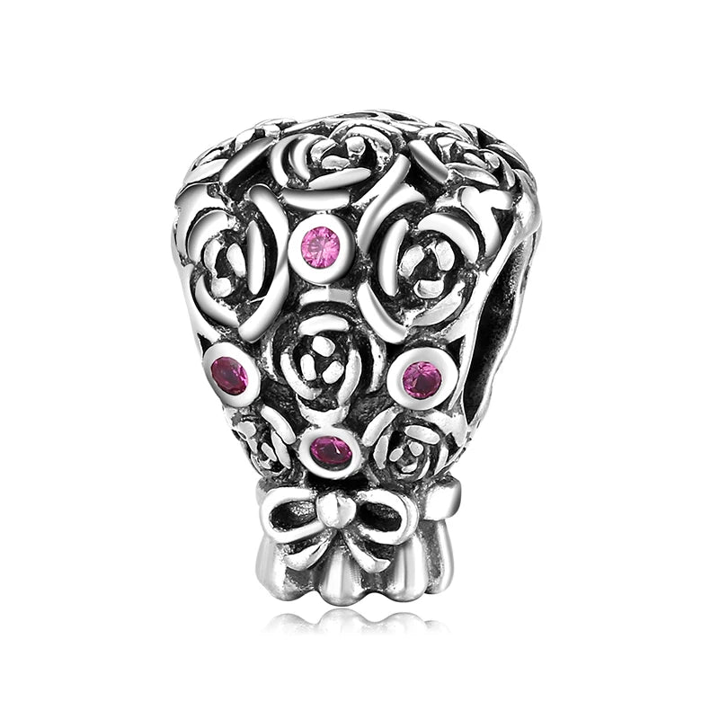 Give Birth To Life Pregnant Mother 925 Sterling Silver Charm | Pink CZ Beads Fit Original Bracelets