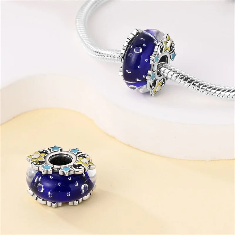 925 Sterling Silver Round Colored Zircon Spacer Beads – Fits Pandora Original Bracelets DIY Exquisite Party Jewelry