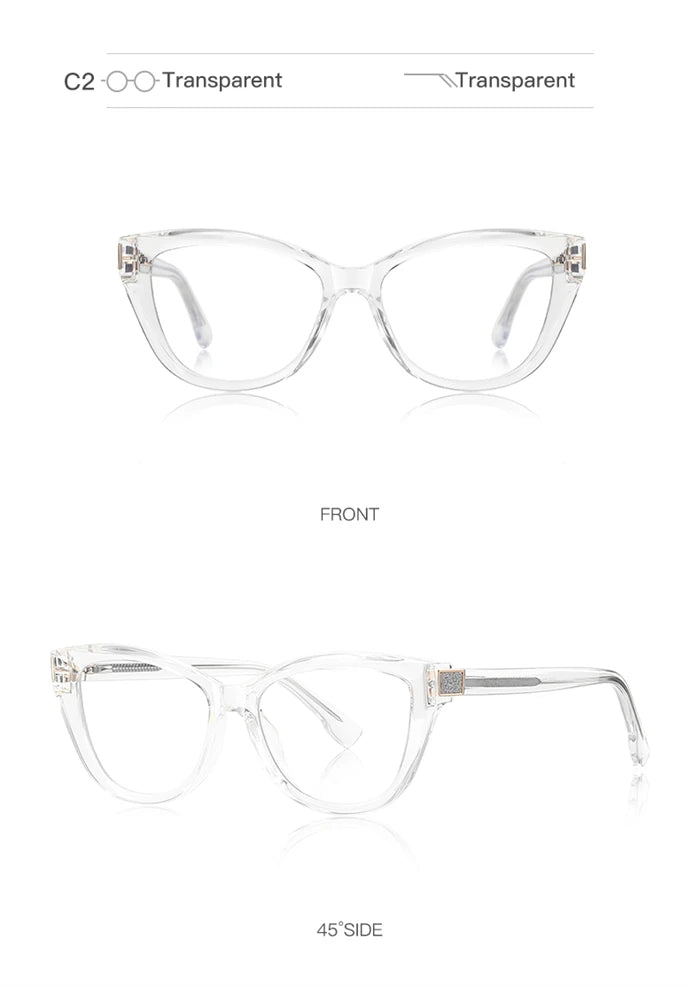 Fashion Women Myopia Glasses – Big Frame TR90 Anti-Blue Light Luxury Cat Eye | Custom Prescription Eyewear 0 to -6.0