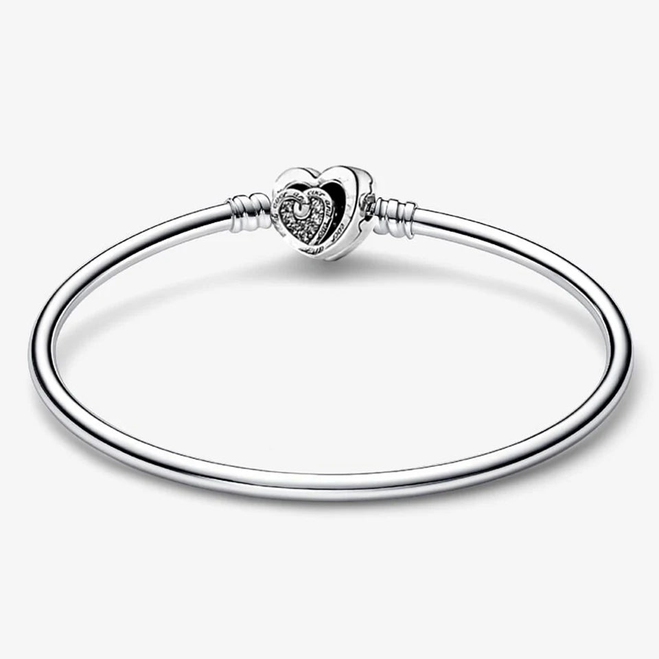 925 Sterling Silver Disney Minnie & Mickey Heart Charm Bracelet | Gold Bead ME Matte Braided Chain – Fashion DIY Jewelry