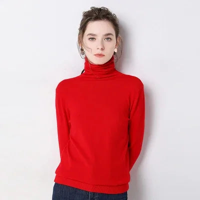 Women’s Autumn Winter Turtleneck Sweater – Slim Fit Korean Fashion Long Sleeve Pullover Knitwear ❄️🌿