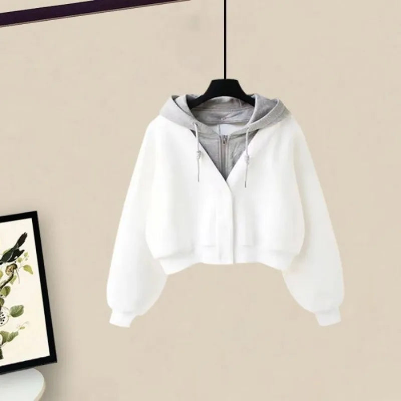 2025 Girls’ Autumn Winter Casual Tracksuit – Korean Style Hooded Sweatshirt & Loose Cargo Pants 👧❄️