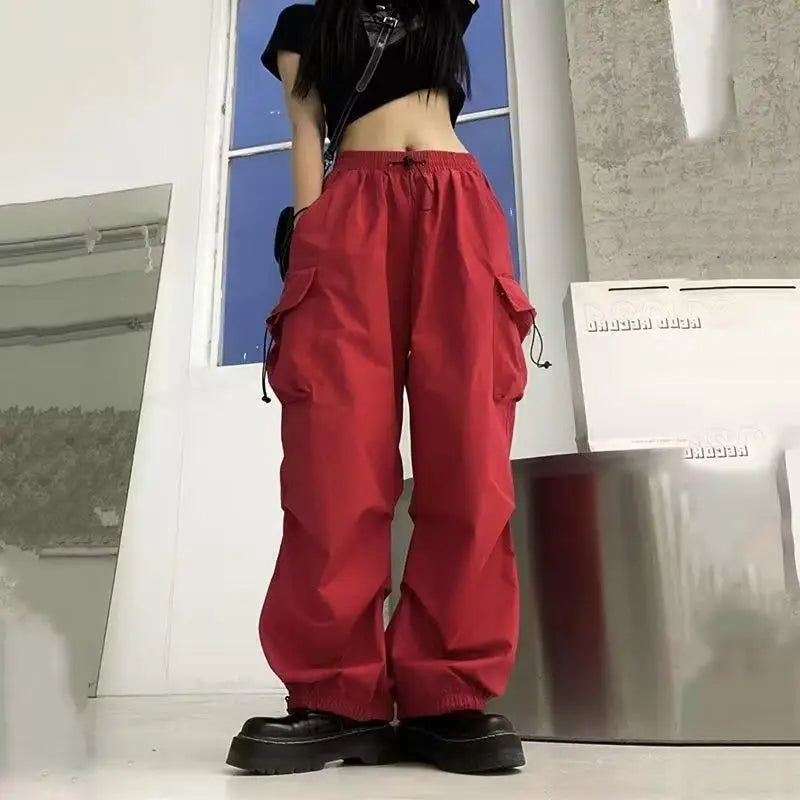 Retro Women’s Cargo Pants – High Waist Streetwear Casual Harajuku Sports Sweatpants