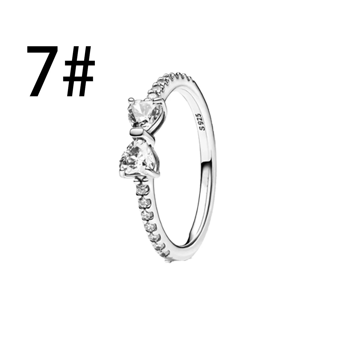 925 Sterling Silver Colorful Bow Necklace Ring Earring Set Crystal Jewelry for Women Gift