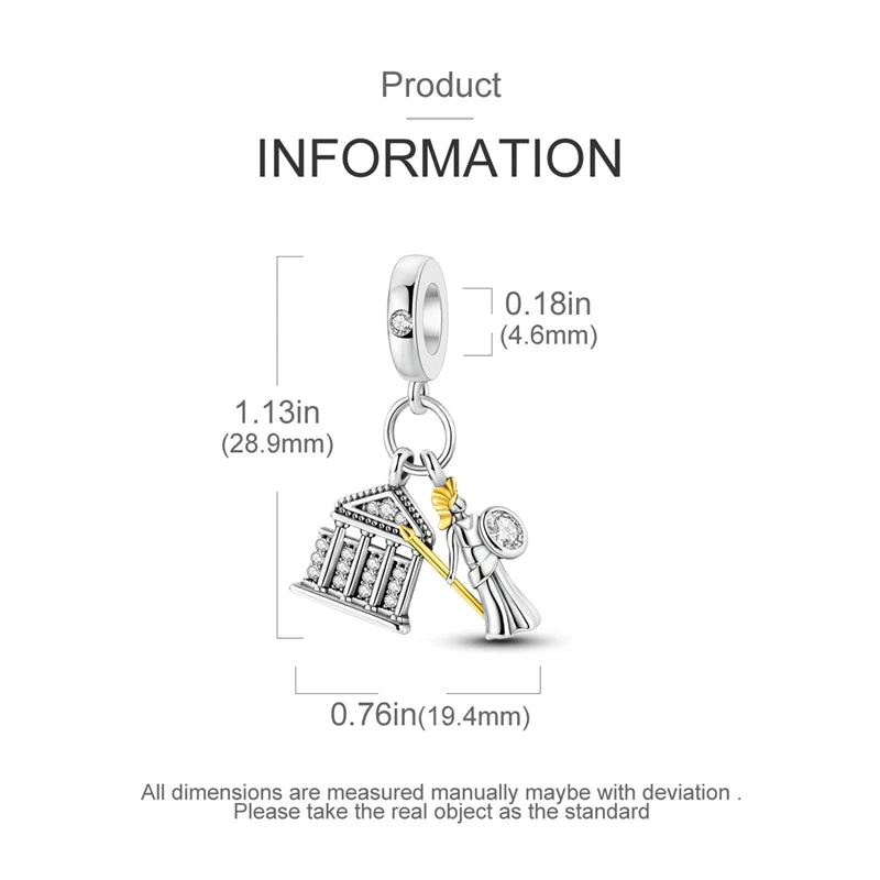 925 Sterling Silver Golden Zircon Saturn Flower Butterfly Charm Bead Fit 3MM Original Bracelet Women DIY Jewelry