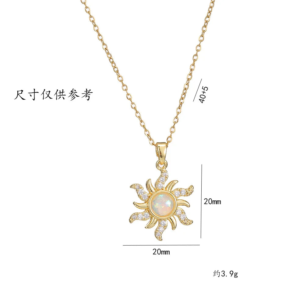 Sun Necklace for Women – Gold Plated Opal Sun Pendant Rapunzel Choker Wedding Party Jewelry Gift