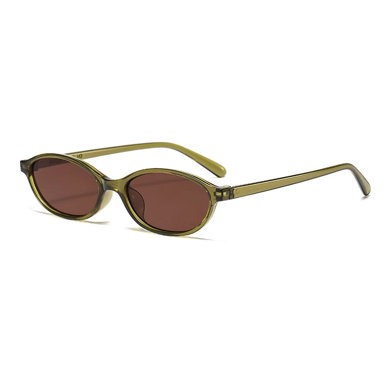 Retro Oval Frame Sunglasses – Fashion Personalized Trendy Small Frame Punk Cat Eye Sunshade Sun Protection Glasses