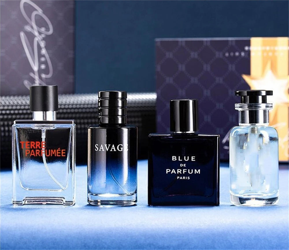 Luxury Brand Men’s Perfume Set – 4PCS Gift Box | 100ML Cologne Parfums Homme with Natural Floral & Fruity Masculine Scents