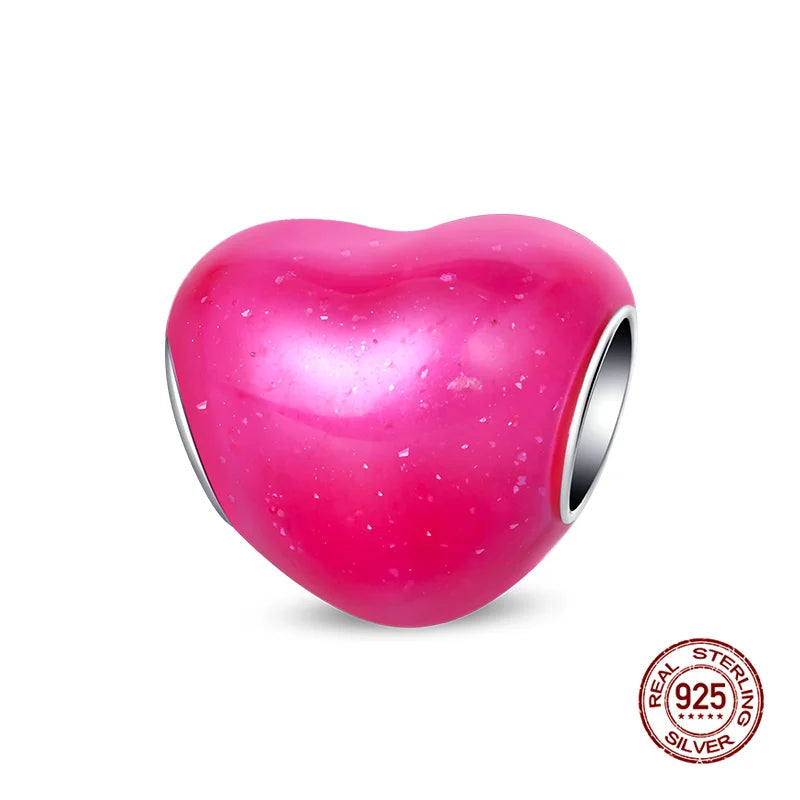 Original 925 Silver Colorful Heart Charm Beads | Fit 3mm Bracelets & Necklaces, Women’s DIY Fine Jewelry Gift