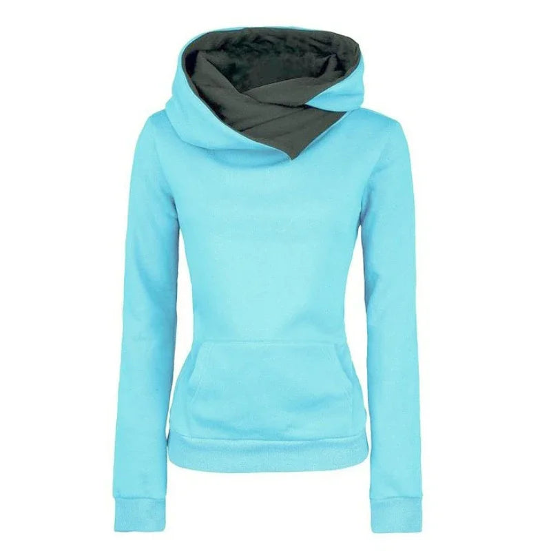 Women’s Spring Autumn Hoodie Tracksuit | Solid Color Long Sleeve Pullover | Casual Warm Hooded Sweatshirt