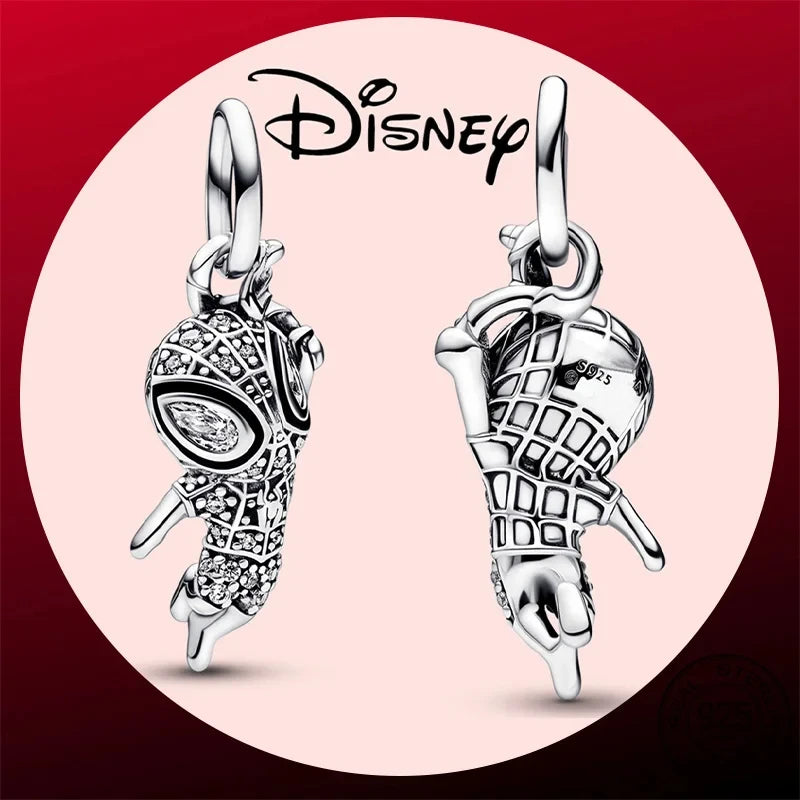 2025 100% 925 sterling silver pendant Disney Spider-Man beads Suitable for original DIY bracelet, women's fashion gift