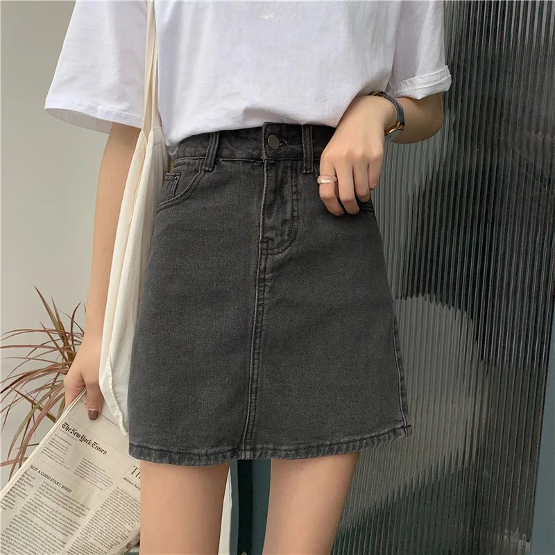 Women’s High Waist A-Line Denim Skirt | Slimming Bodycon Short Skirt Korean Style 2025