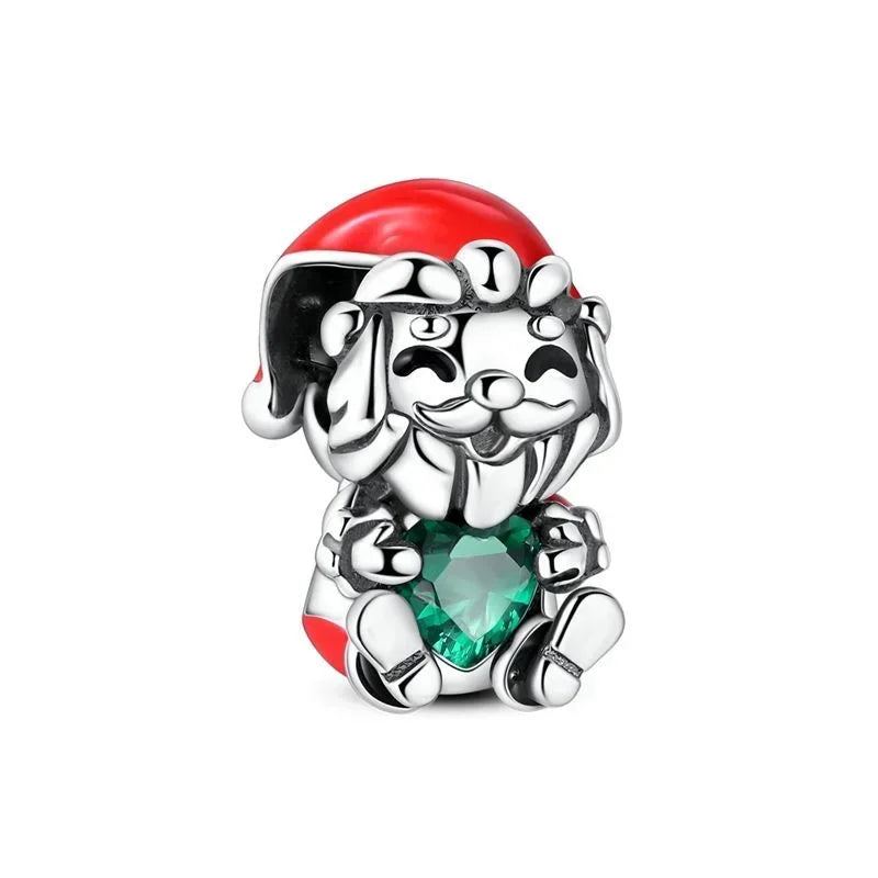 Christmas 925 Sterling Silver Charms | Santa Claus Reindeer Snowman Tree Beads Fit Original Bracelet