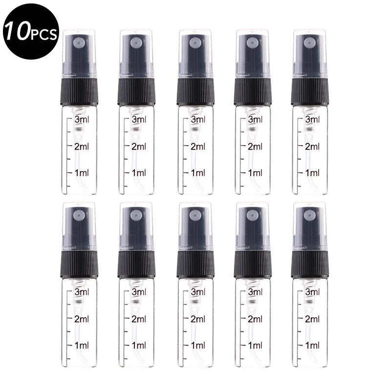 5/10PCS Mini Glass Perfume Bottles – 3ML / 5ML / 10ML Travel Toner & Cosmetic Dispenser | Tea-Colored Graduated Bottles