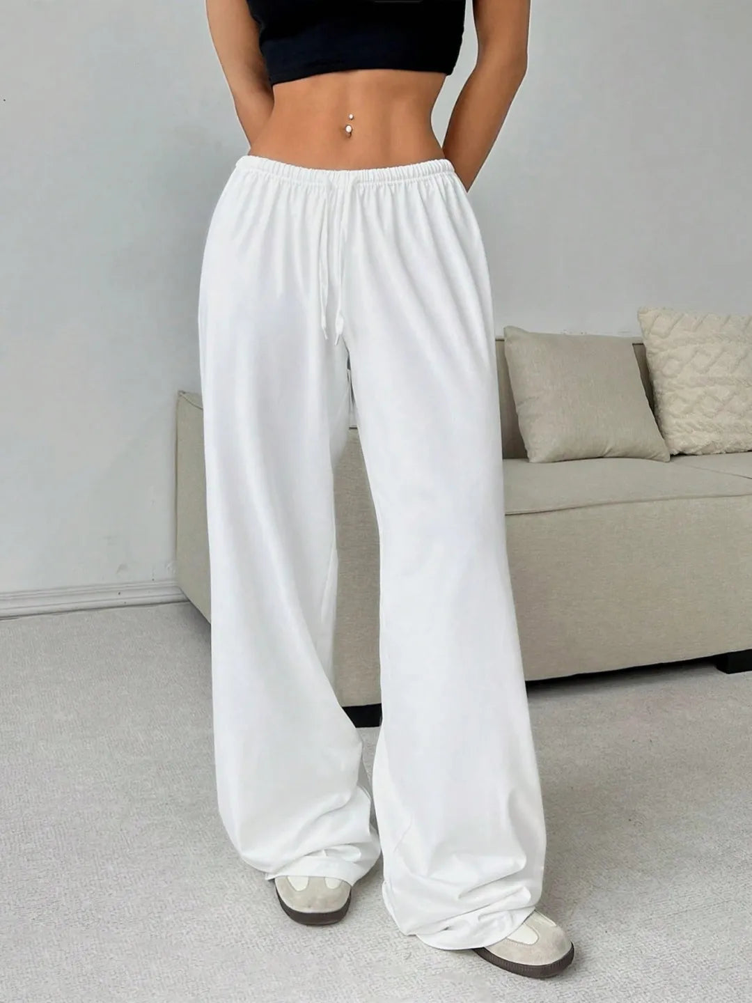 Elegant High Waist Baggy Pants | Women’s Loose Drawstring Wide Leg Sweatpants | Casual Streetwear Trousers