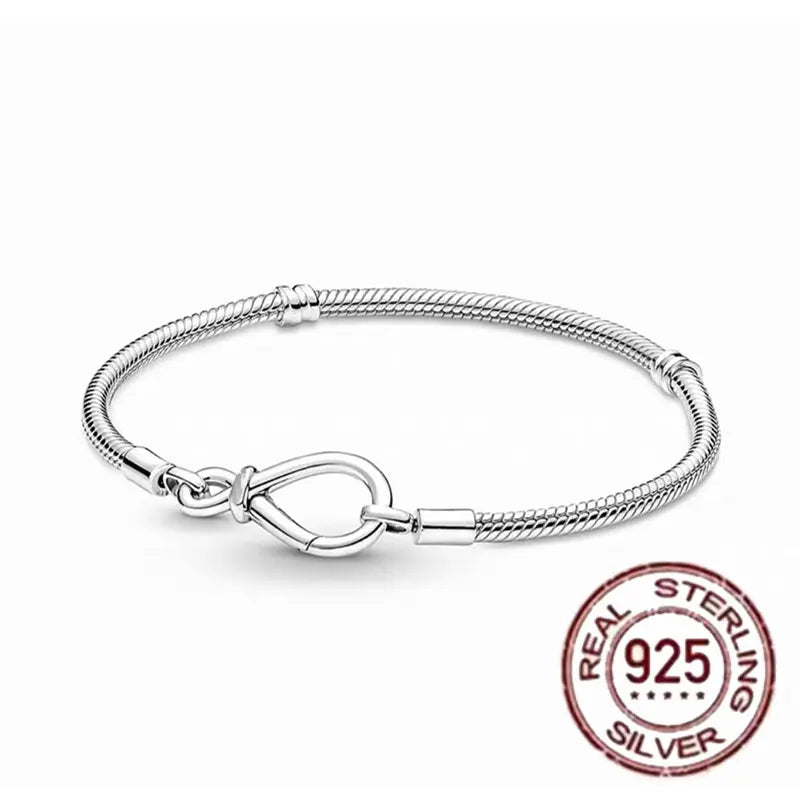 100% 925 Sterling Silver Heart Crown Snake Chain Bracelet | Women’s Fashion DIY Charm Bracelet – Original Fit