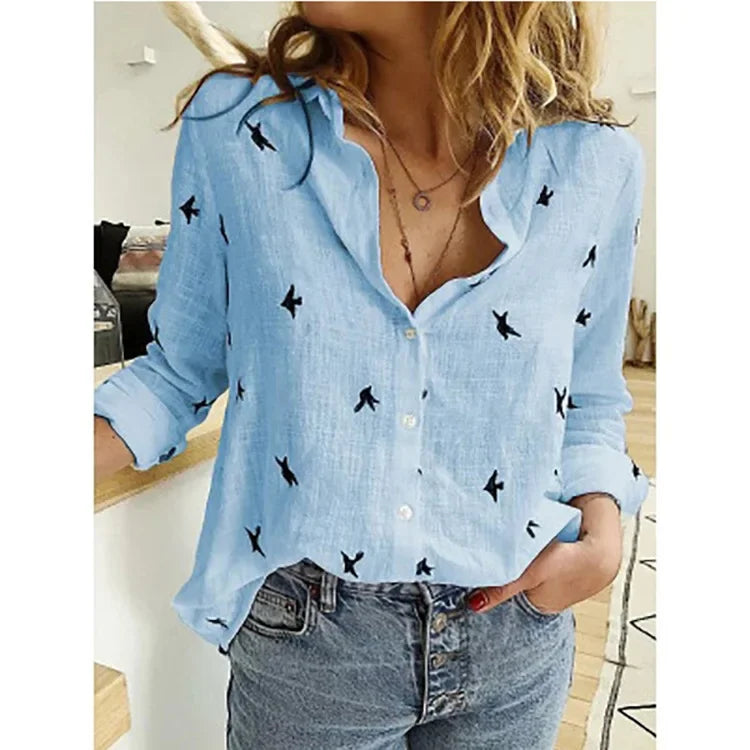 Vintage Cotton Linen Blouse – Long Sleeve Casual Shirt for Women Spring Autumn Top 🌿✨