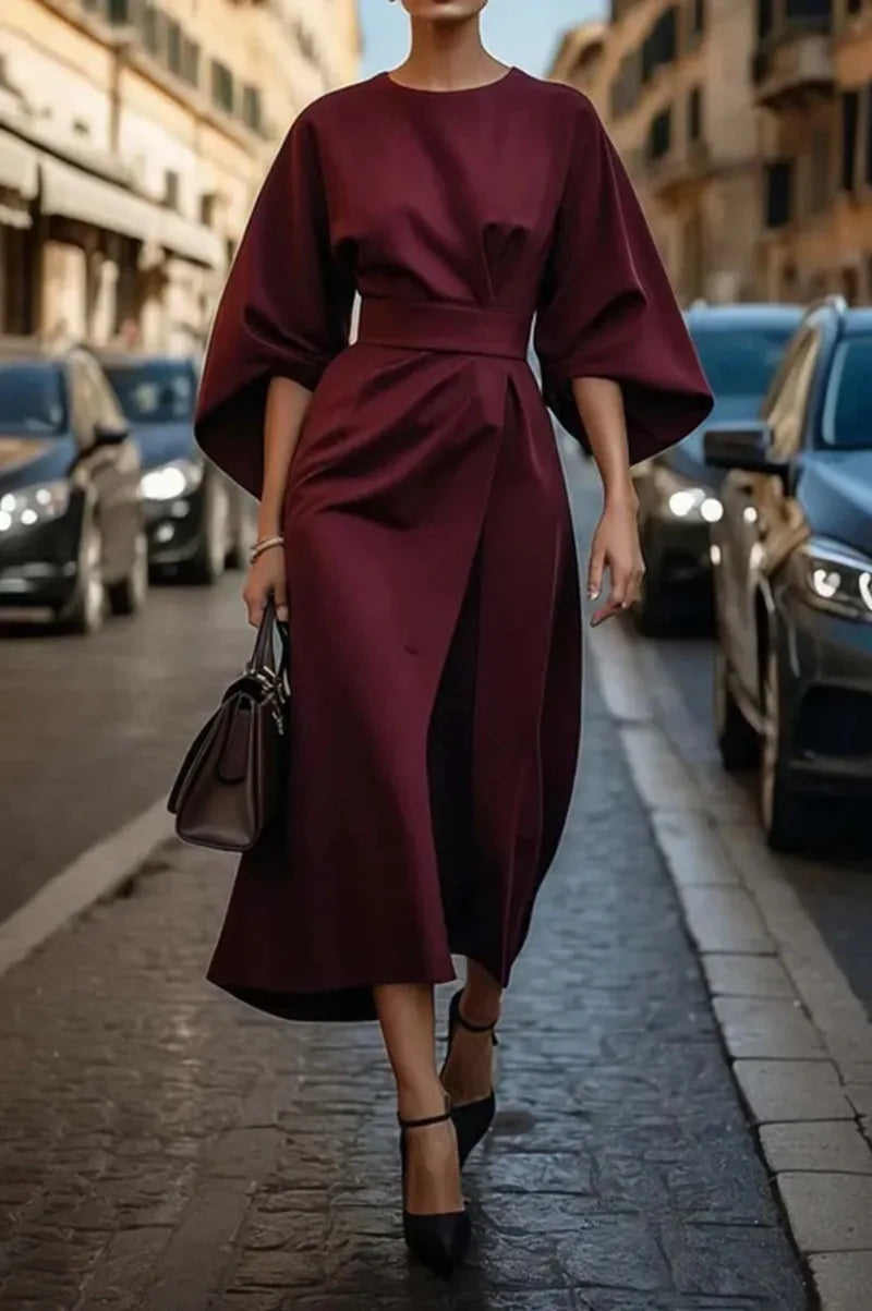 Elegant Long Sleeve Black Maxi Dress for Women | 2025 Loose O-Neck Casual Fashion Long Dress