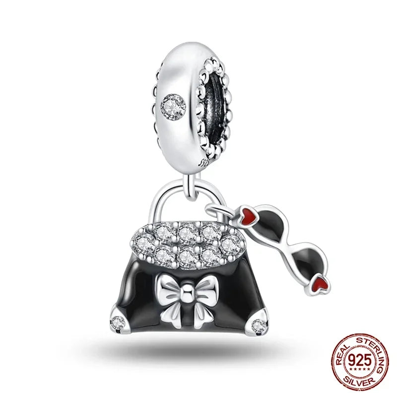 925 Sterling Silver Fashion Life Series Charms – High Heels, Lipstick, Dress & Perfume Beads Fit Pandora Bracelets DIY