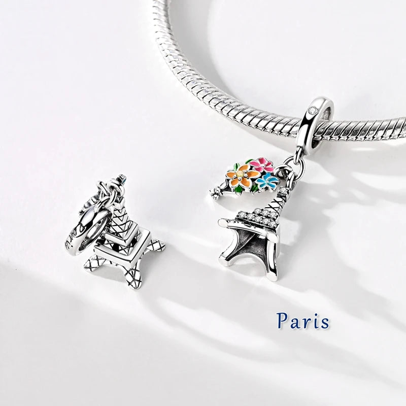 925 Sterling Silver Travel Charms | London Big Ben Eiffel Tower Bead