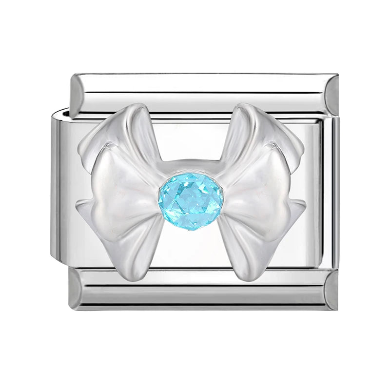 2025 Original Zircon Bow Knot Star Cherry Italian Charm | Stainless Steel 9mm Links DIY Modular Bracelet Jewelry Wholesale