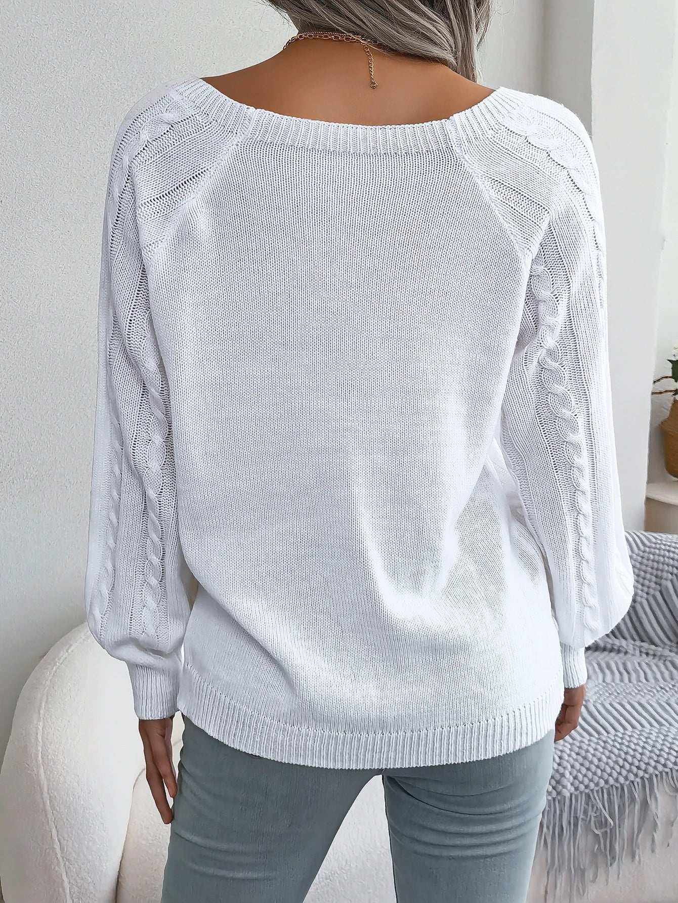 Women’s Casual Square Collar Knitted Pullover Sweater – Long Sleeve Autumn Winter 2025 Top