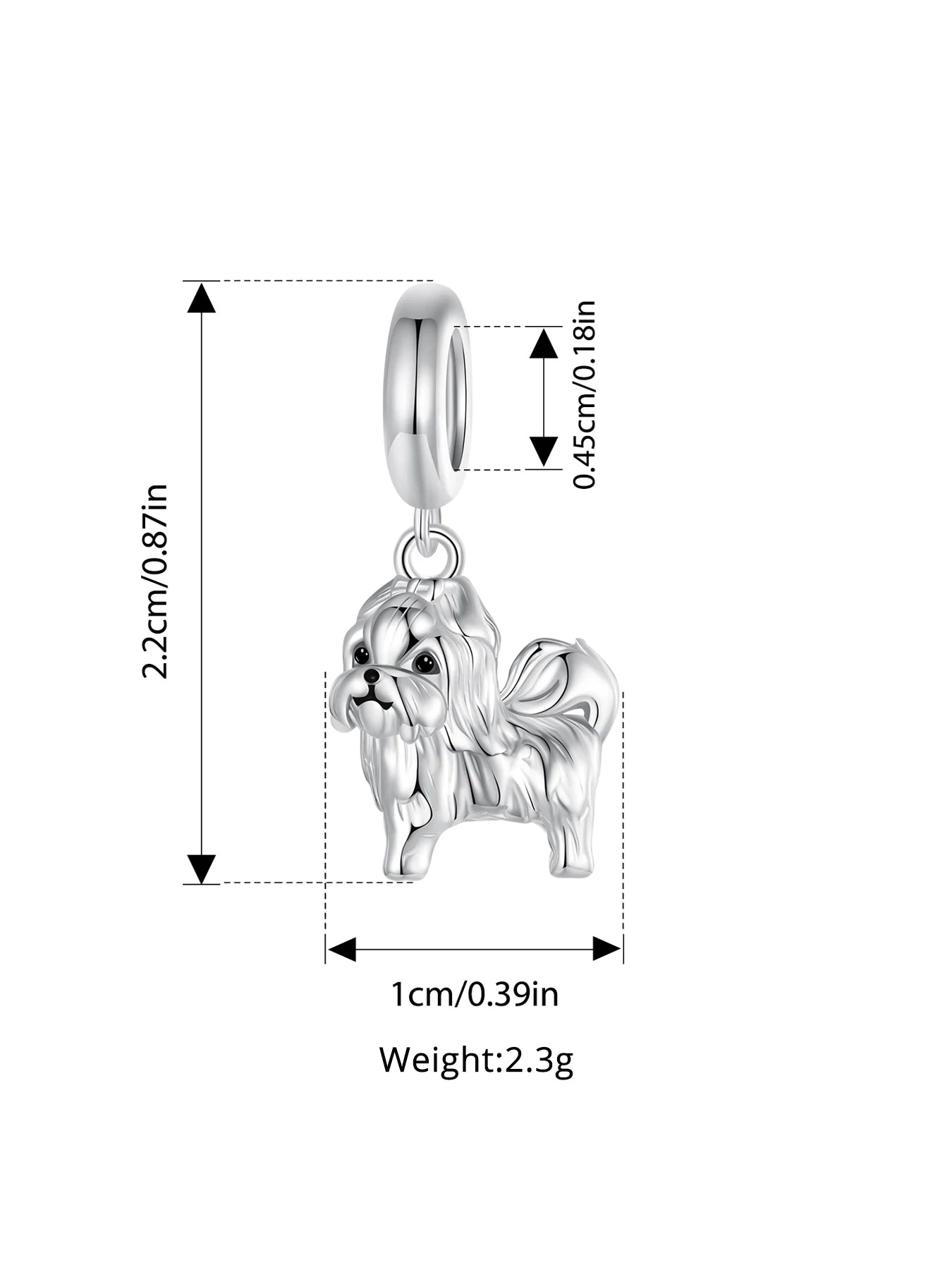 WOSTU 925 Sterling Silver Pet Dog Charm Pomeranian Yorkshire Terrier Pendant for Women Bracelet