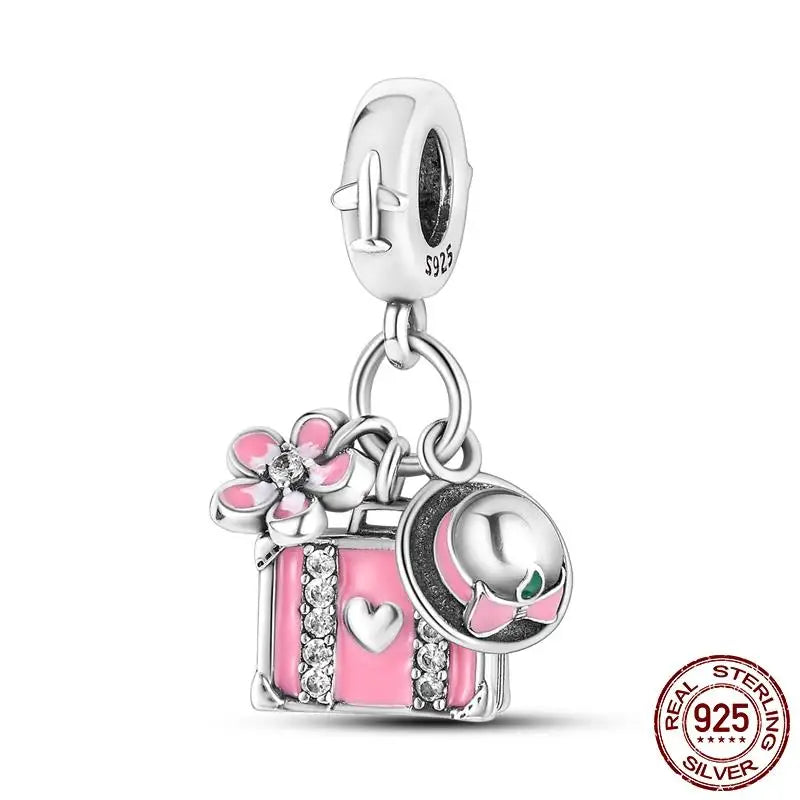 Hot Sale 925 Sterling Silver Moments Keychain Charm | Fit Original Bracelet Beads Women’s Elegant Jewelry Gift