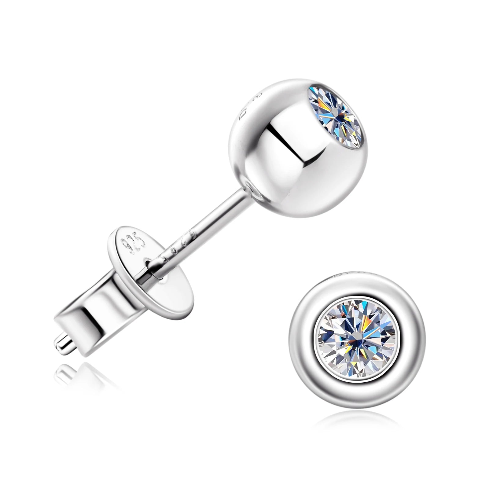 0.2ct Moissanite Bubble Stud Earrings – 925 Sterling Silver 18K Yellow Gold Plated Unisex Jewelry