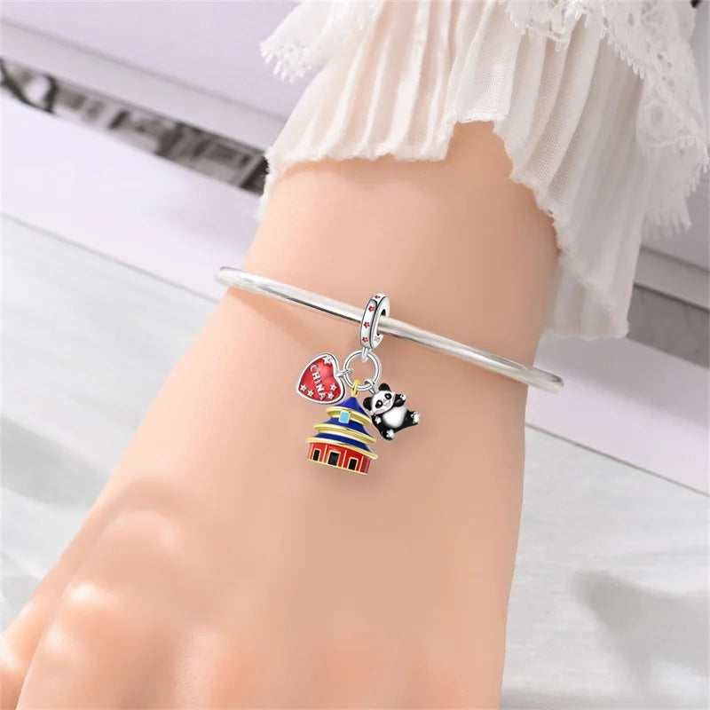 925 Sterling Silver Travel Charms | London Big Ben Eiffel Tower Bead