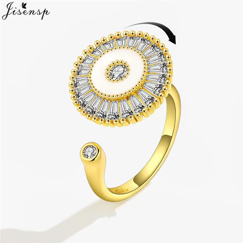 Luxury Fashion Fidget Spinner Ring | Crystal Planet & Butterfly Finger Ring for Women, Anti-Stress Jewelry