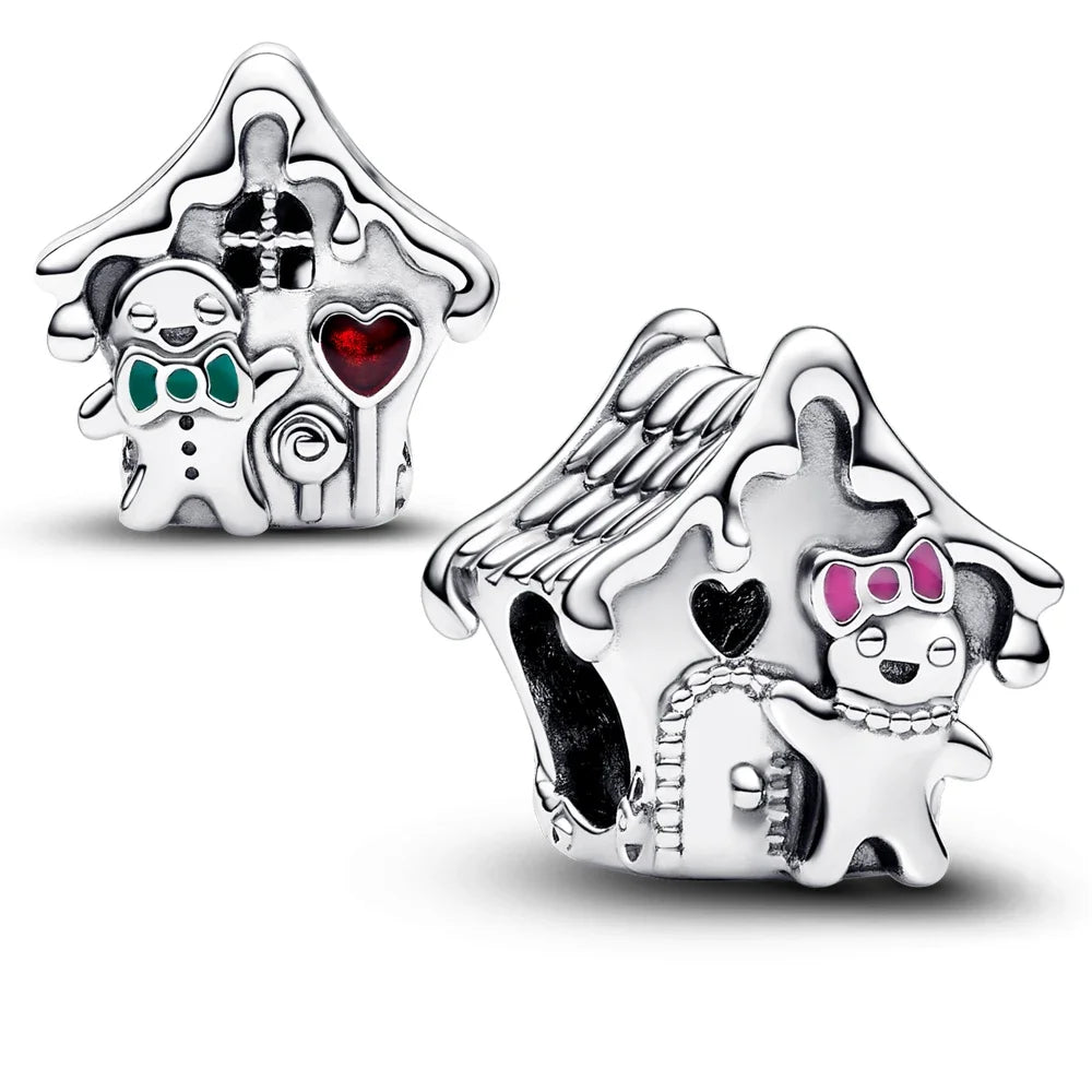 Sparkling Christmas Butterfly Bell Moon Charms | 925 Silver Beads Fit Original Pan Bracelet | DIY Women Jewelry New Year Gift