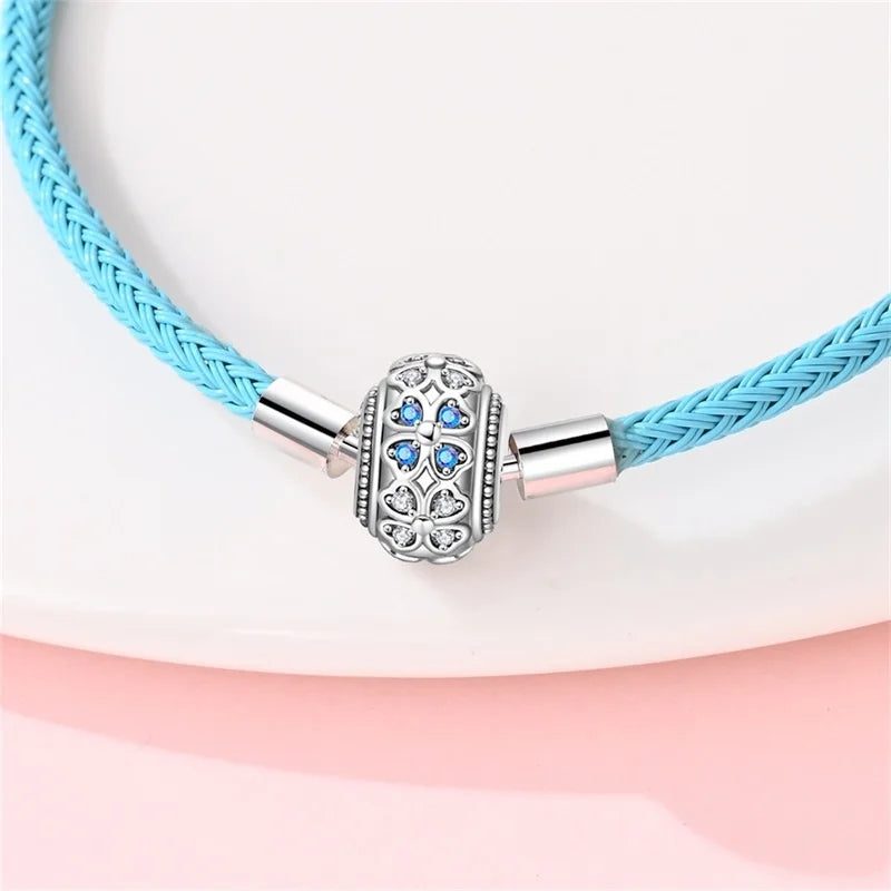 925 Sterling Silver Rainbow Leather Braided Bracelet | Eternal Love Stars & Moon Charm – DIY Women’s Beaded Jewelry Gift