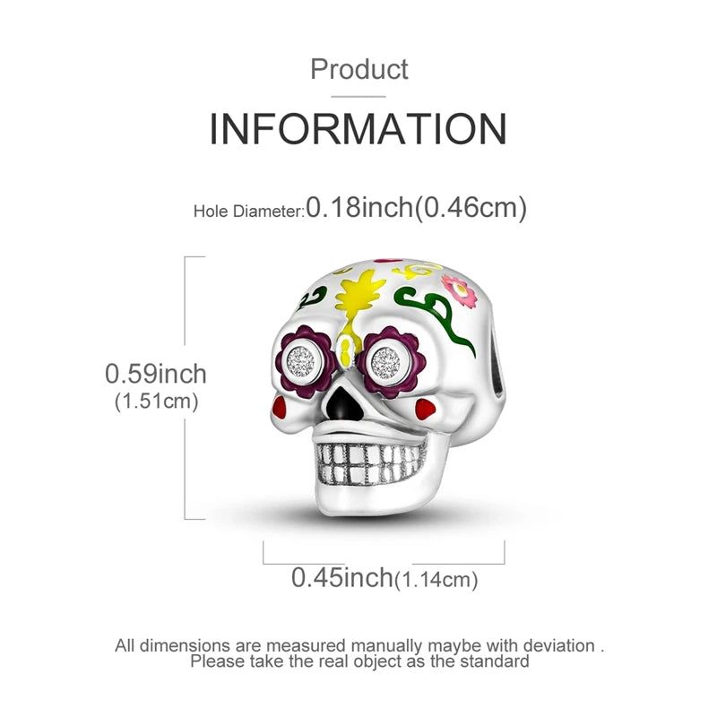 Halloween 925 Sterling Silver Charms | Pumpkin Skeleton Witch Bat Beads for Bracelet DIY Jewelry