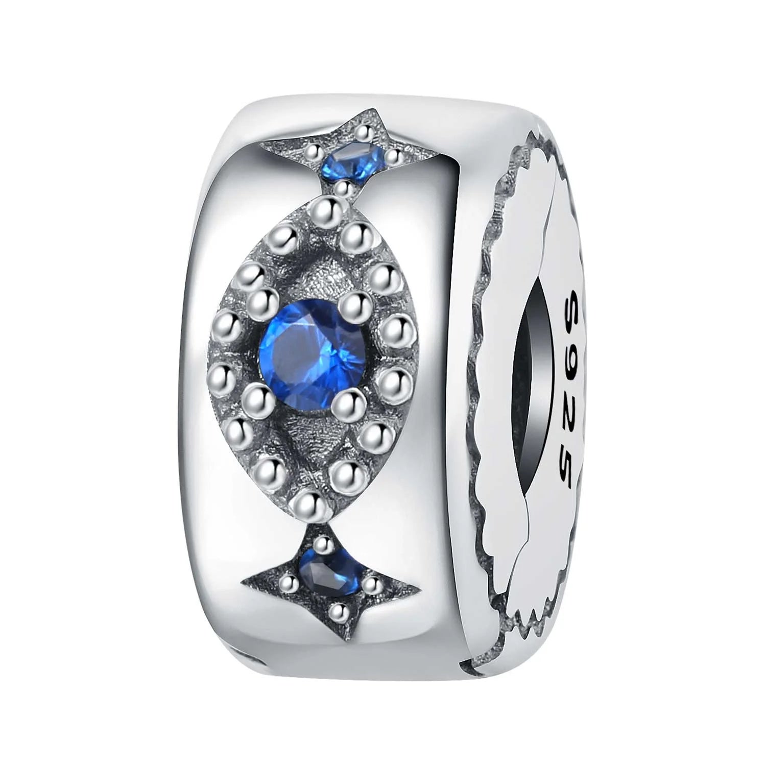 925 Sterling Silver Pave Clip Charms with Safety Chain | Colored Beads Stopper Clasp Fit Original Pandora Bracelet Jewelry