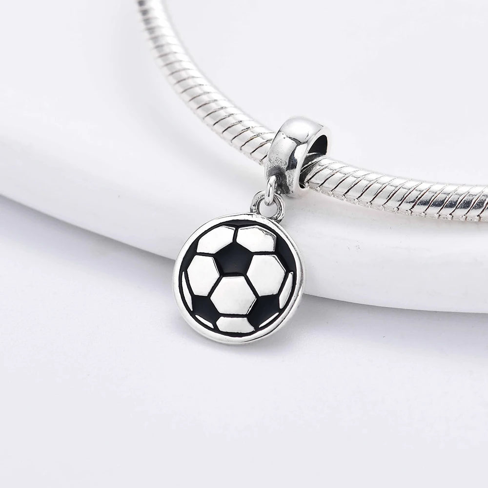 925 Sterling Silver Sports Charm Beads | Baseball & Football Pendant for Original Bracelets & Necklaces DIY Jewelry Gift for Women