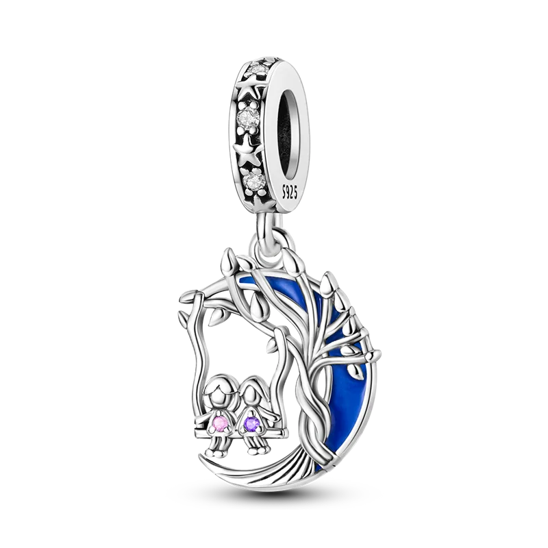 925 Sterling Silver Number & Puppy Family Beads Pendant | Fit 4mm Hole Bracelets