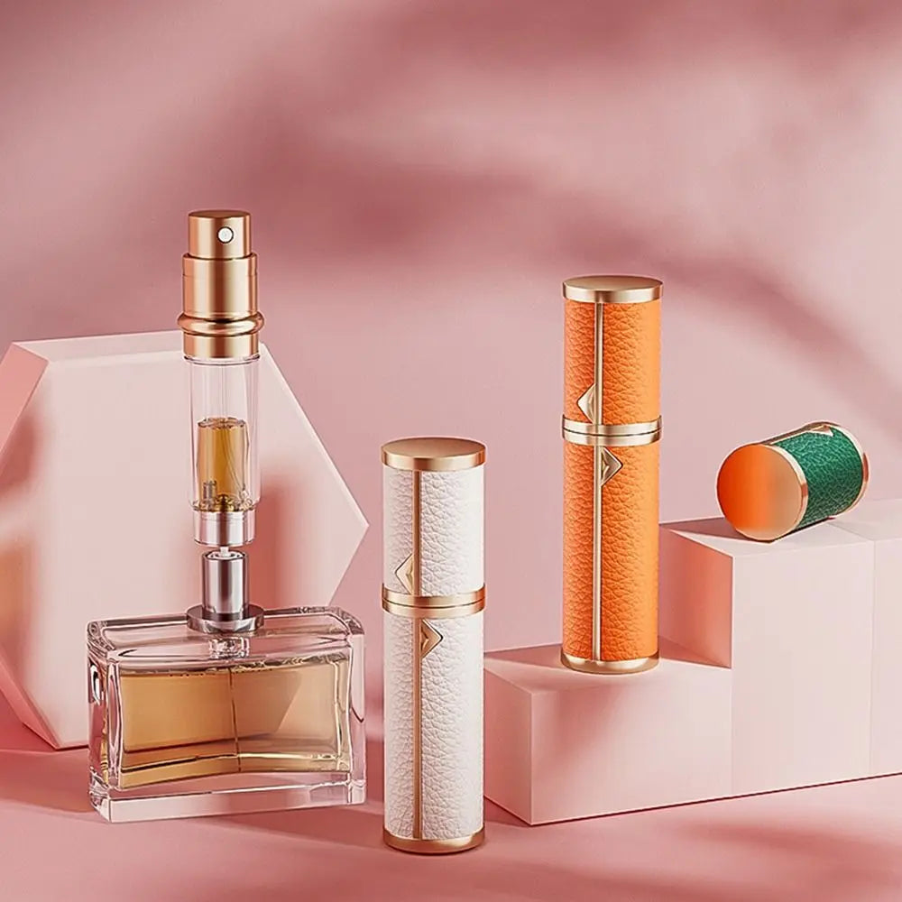5ML PU Lychee Perfume Bottle – Refillable Bottom-Fill Atomizer | Travel Ultrafine Mist Fragrance Container