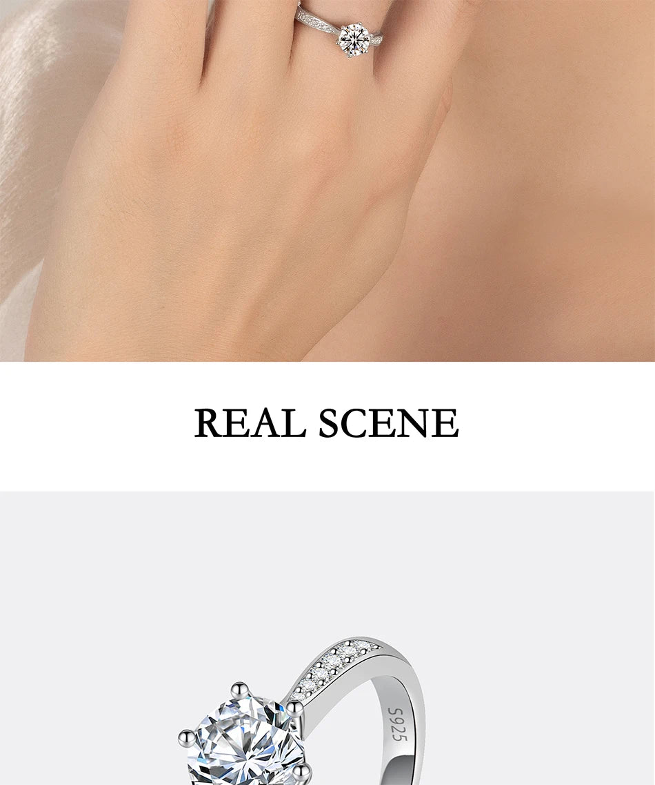 PERFANY 0.5–3CT Moissanite Ring S925 Silver | Women’s Sparkling Engagement & Wedding Jewelry