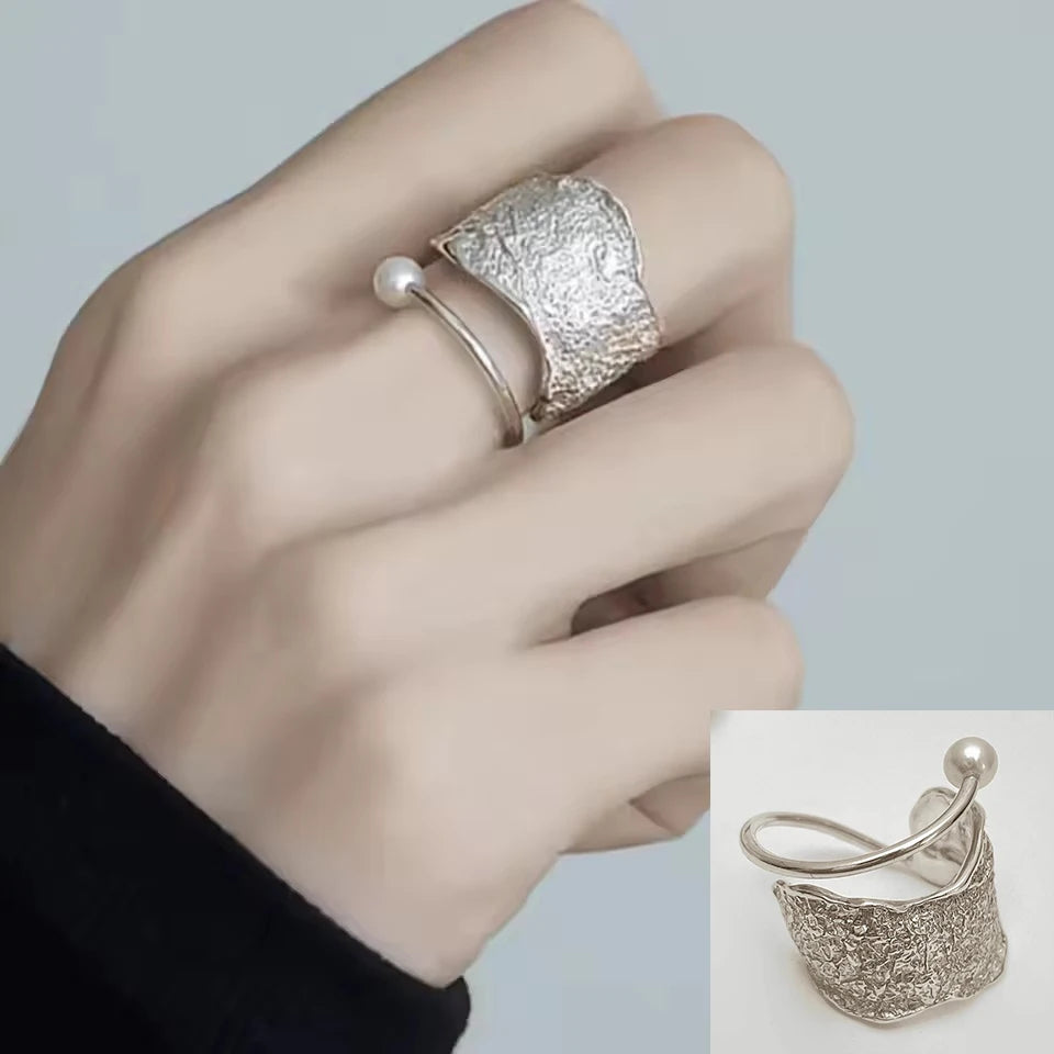 VENTFILLE 925 Sterling Silver Irregular Geometry Ring – Women’s Minimalist Jewelry Gift