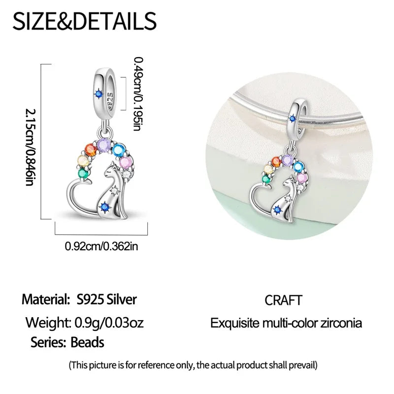 100% 925 Sterling Silver Teddy Bear, Kitten, Puppy & Elephant Luminous Firefly Charms | Sweet Beads Fit Pandora Bracelet Fine Jewelry