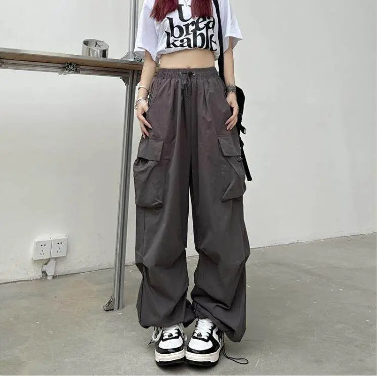 American Retro Workwear Casual Pants – Women’s Summer Straight Loose Wide Leg Trousers