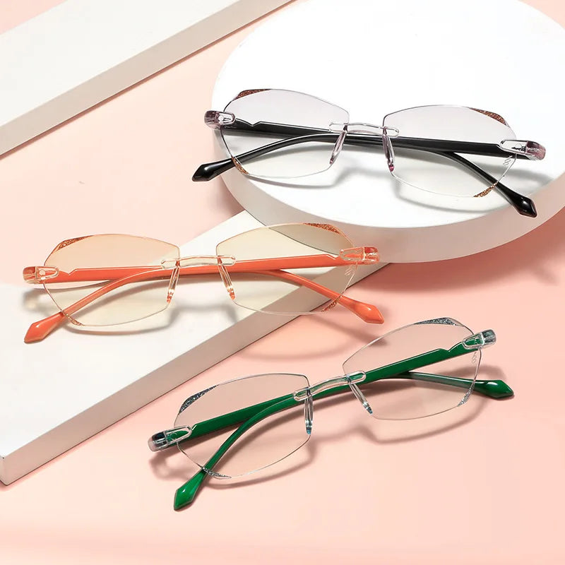 New Diamond Cut High Definition Reading Glasses – Men & Women Far-Sighted Hyperopia Eyewear | Classic Rimless Presbyopia Eyeglasses